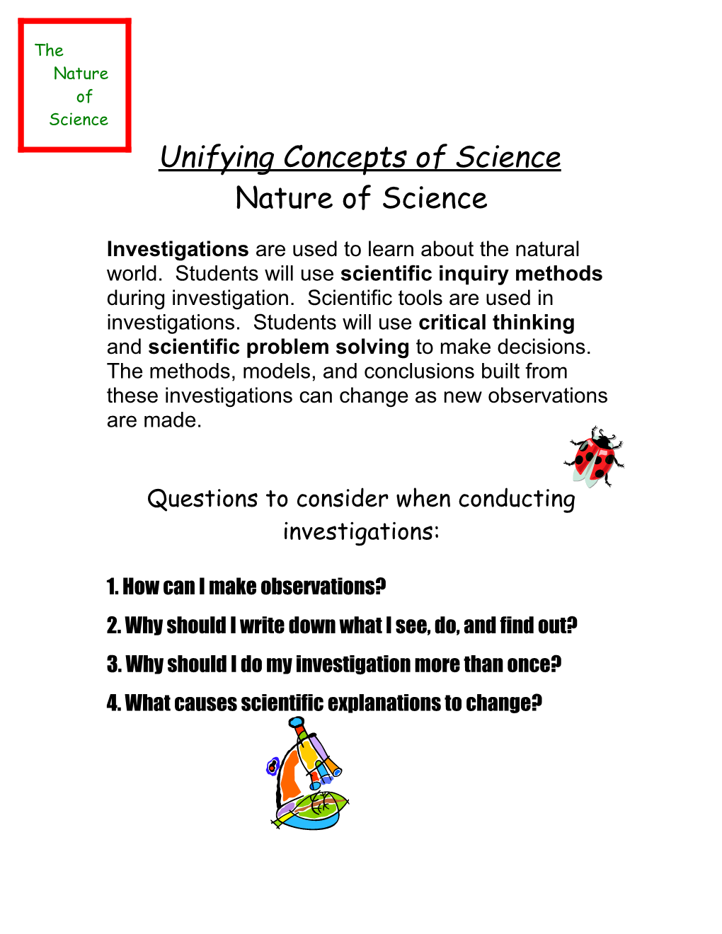 Unifying Concepts of Science