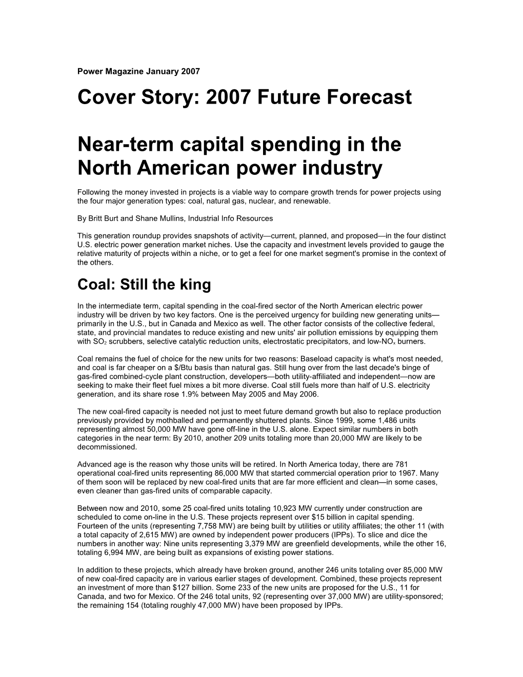 Cover Story: 2007 Future Forecast