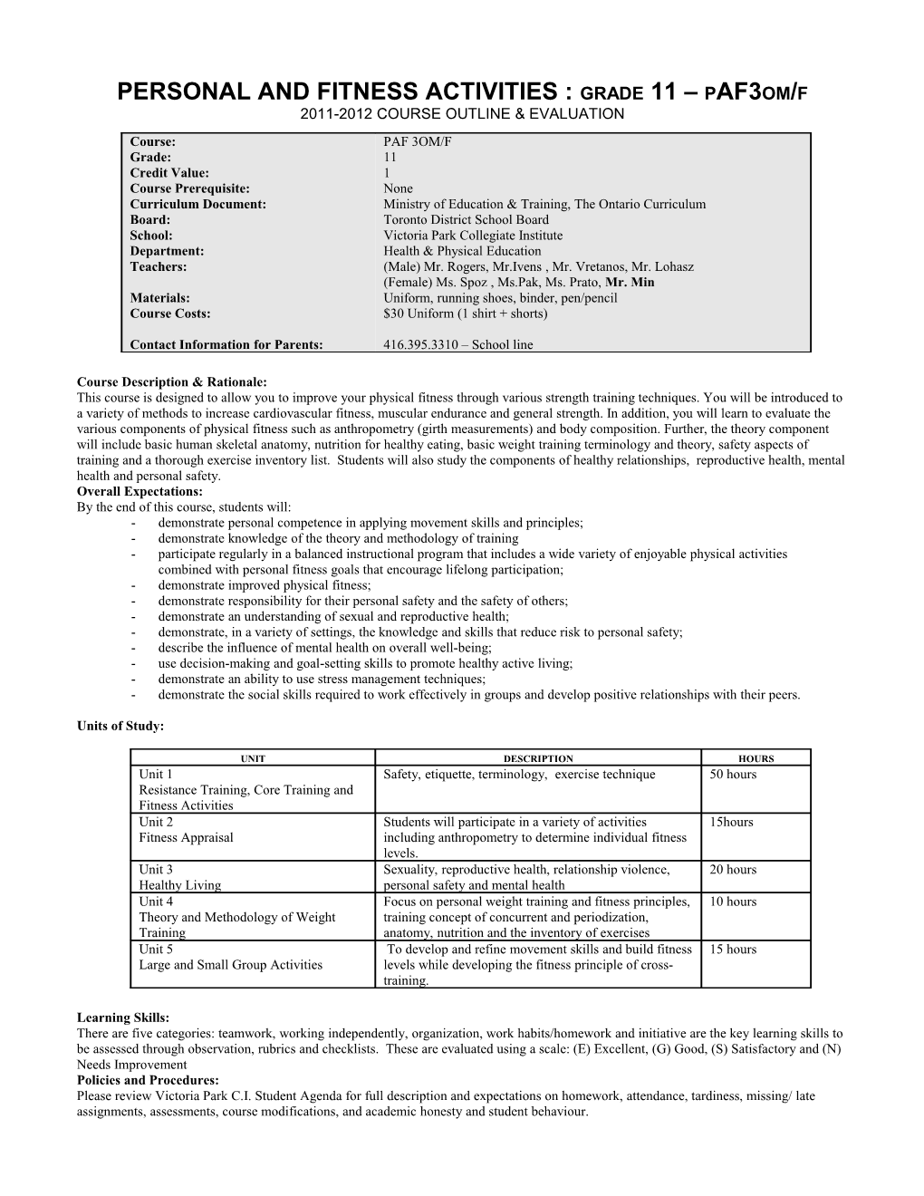 Healthy Active Living Education : Grade 9 Ppl1om/F