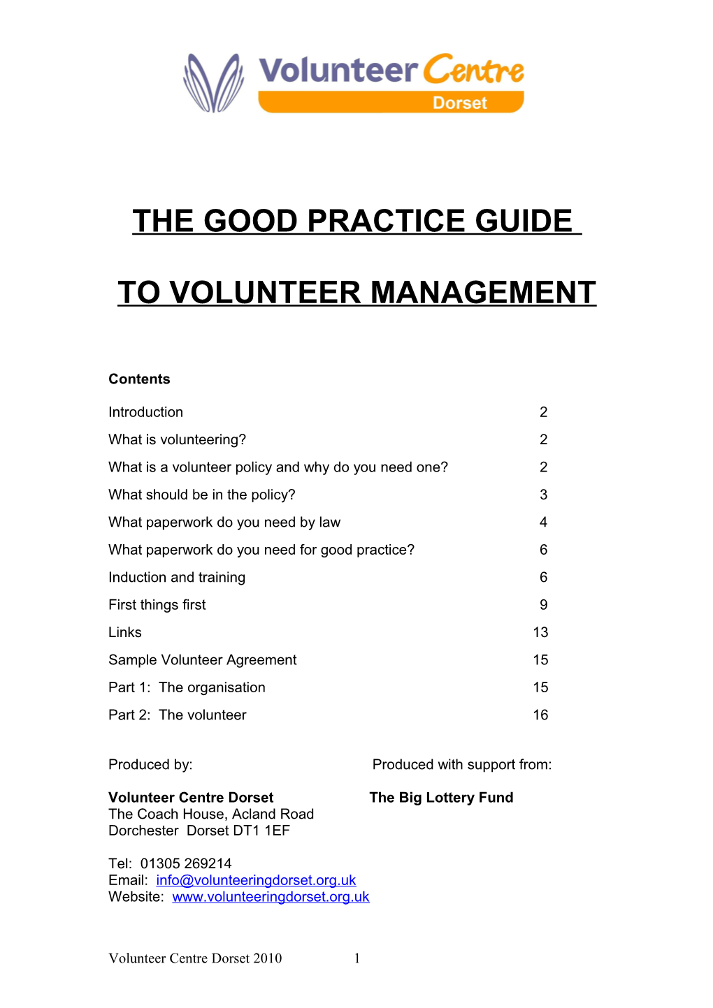 The Good Practice Guide to Volunteer Management