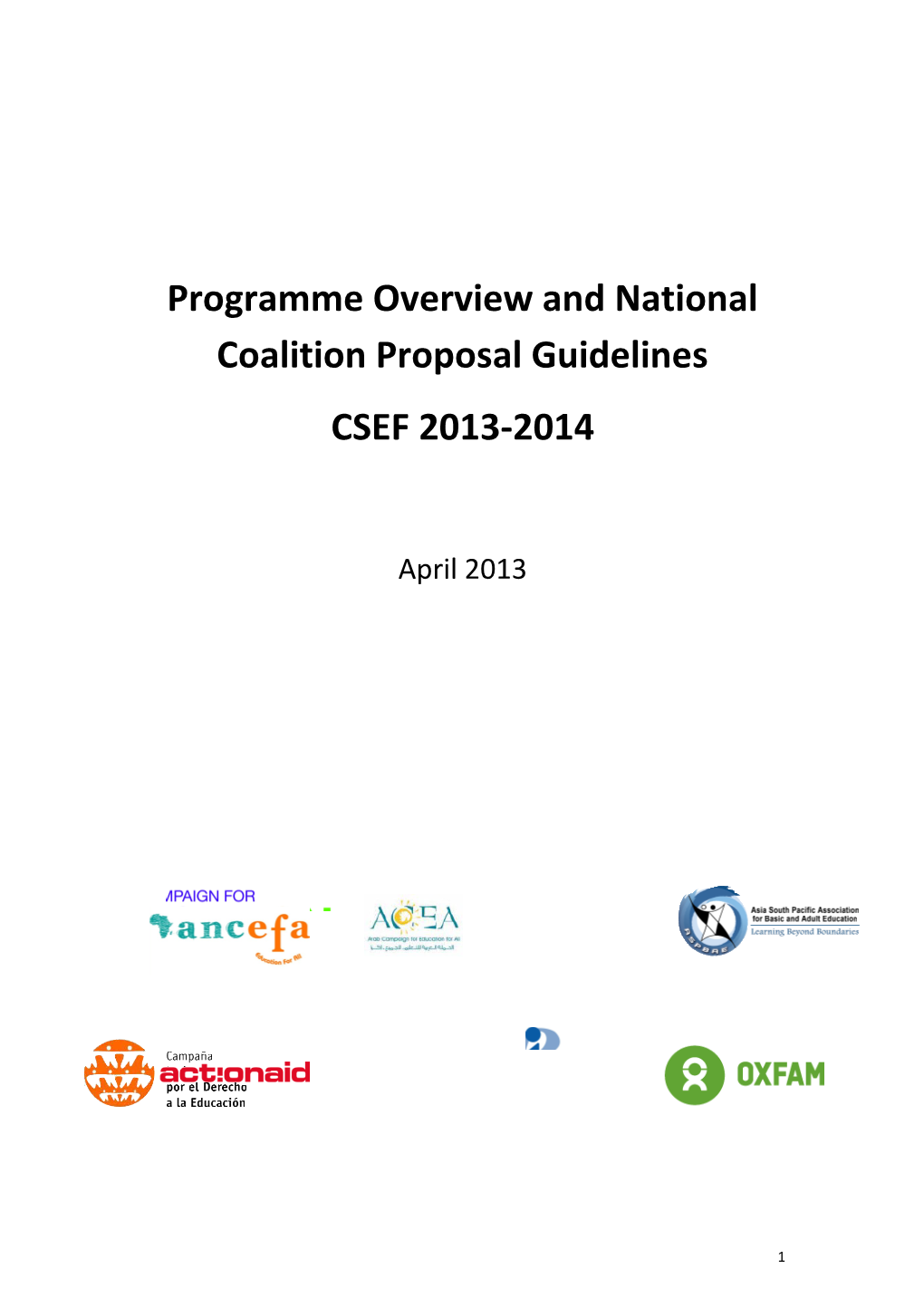 Programme Overview and National Coalition Proposal Guidelines