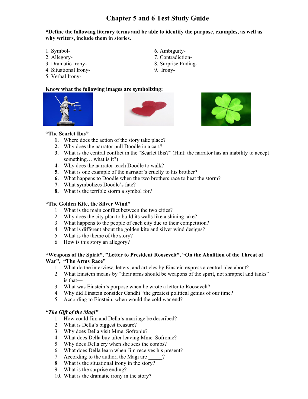 Chapter 5 and 6 Test Study Guide