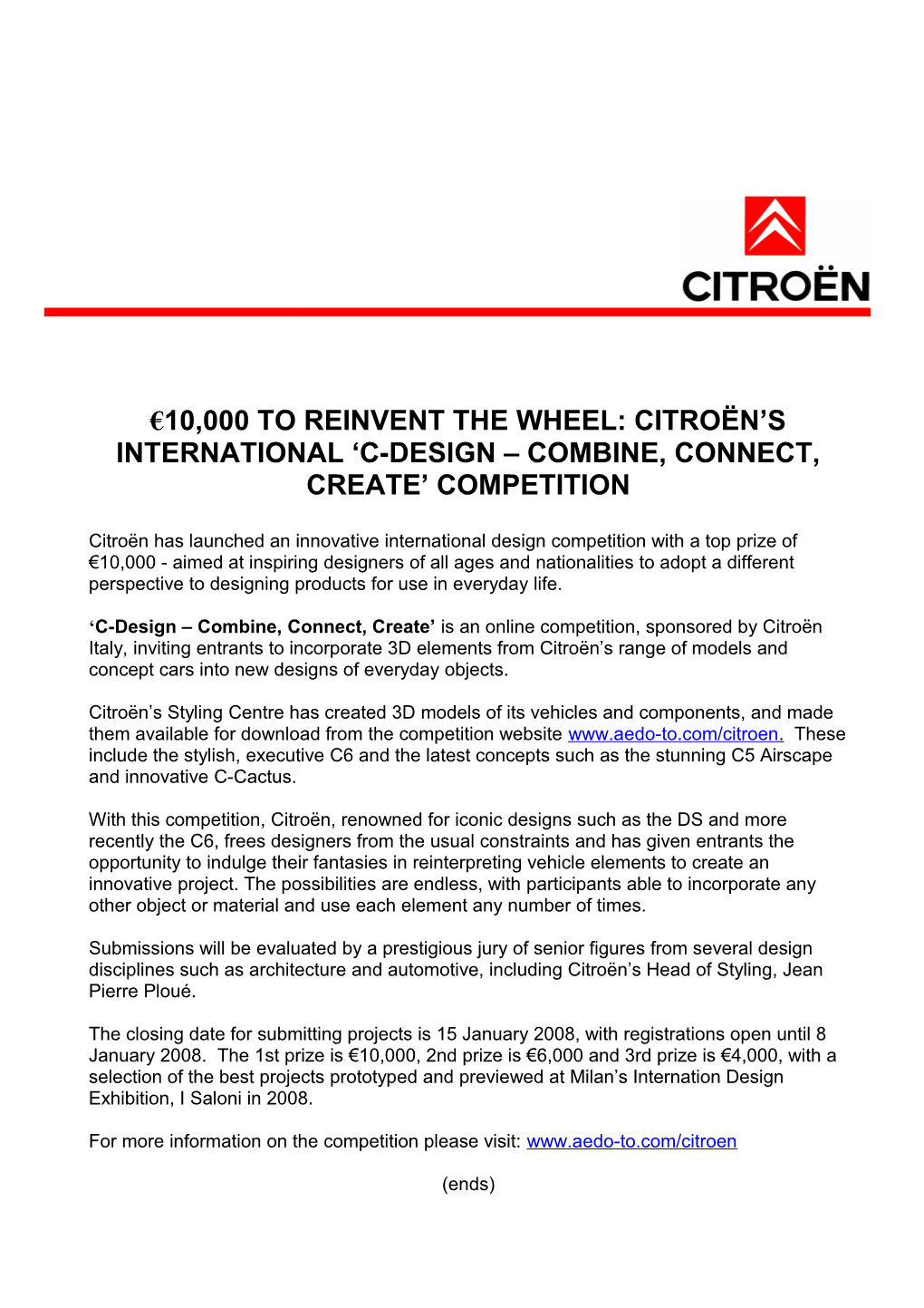 10,000 to Reinvent the Wheel: Citroën S International C-Design Combine, Connect, Create