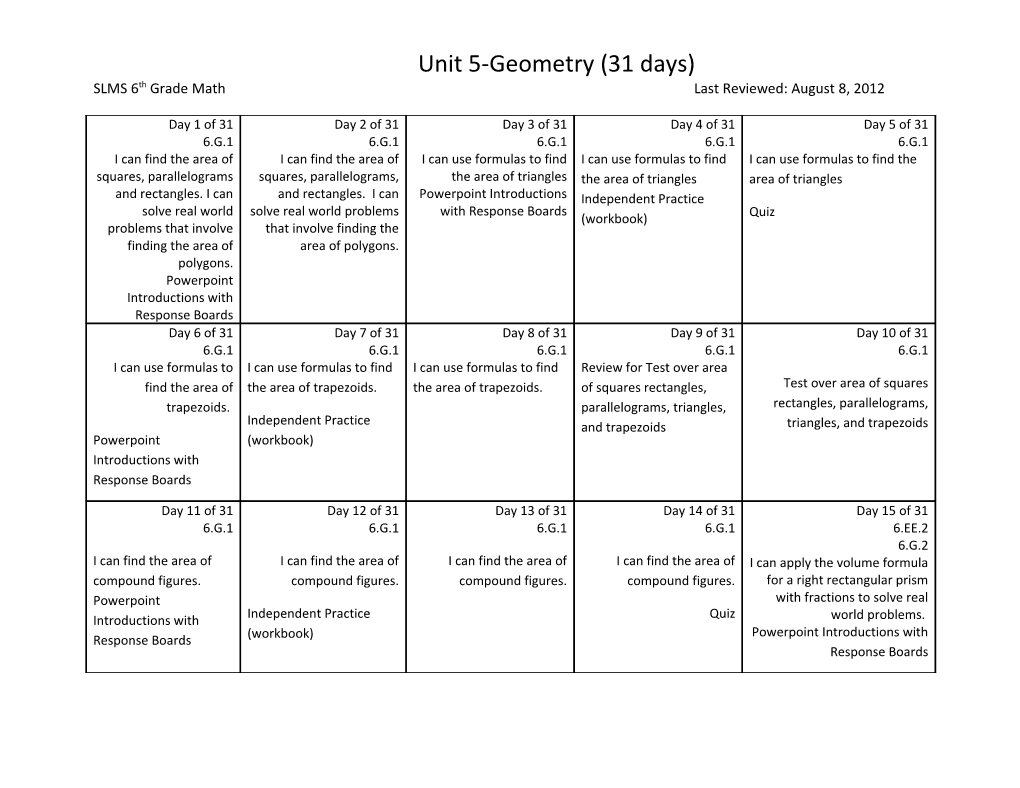 Unit 5-Geometry (31 Days)
