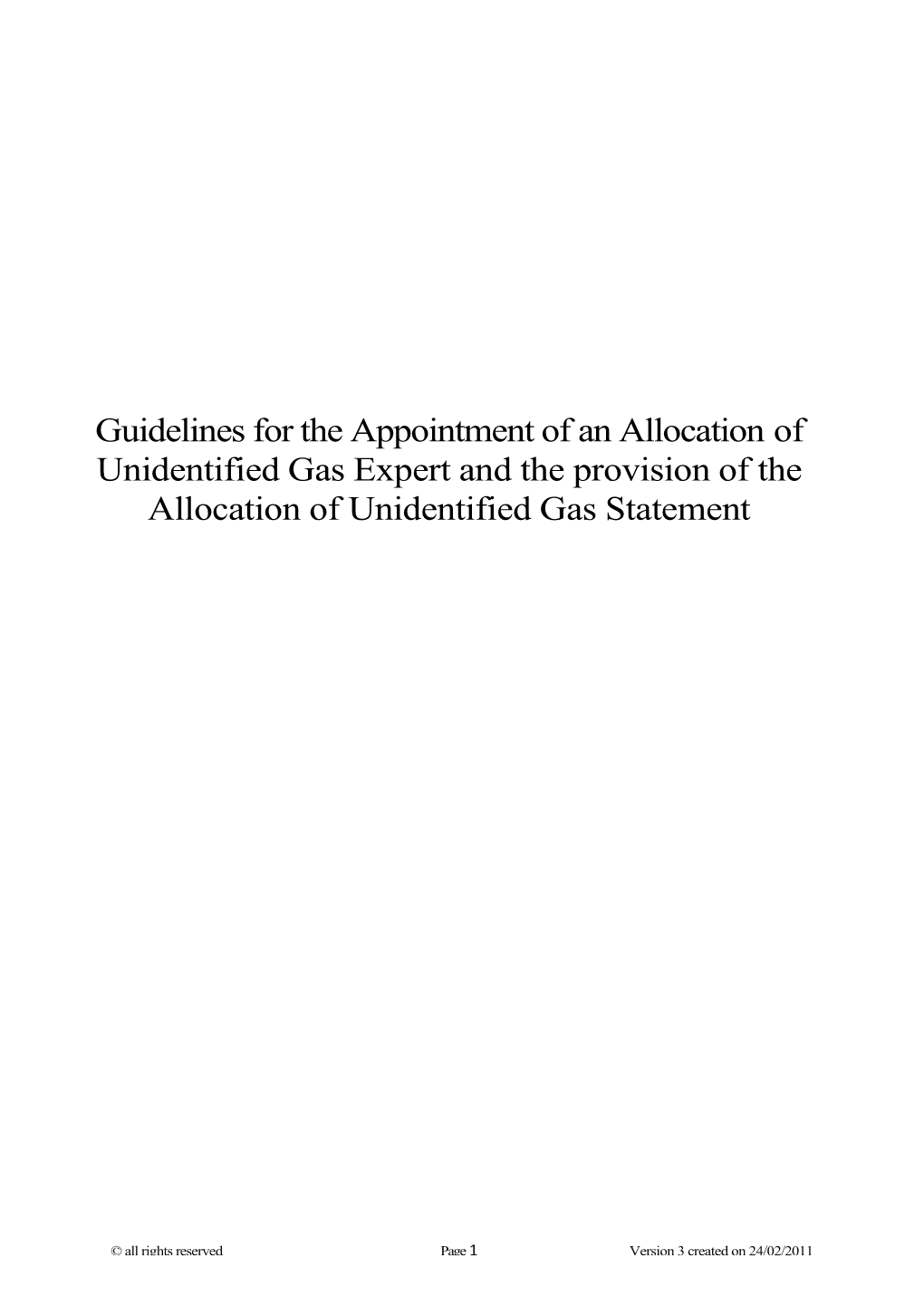 Guidelines for the Appointment of an Allocation