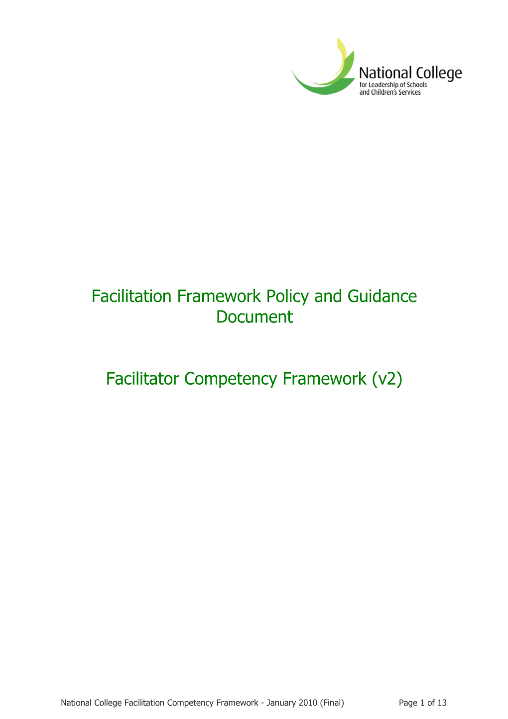 Facilitator Competency Framework