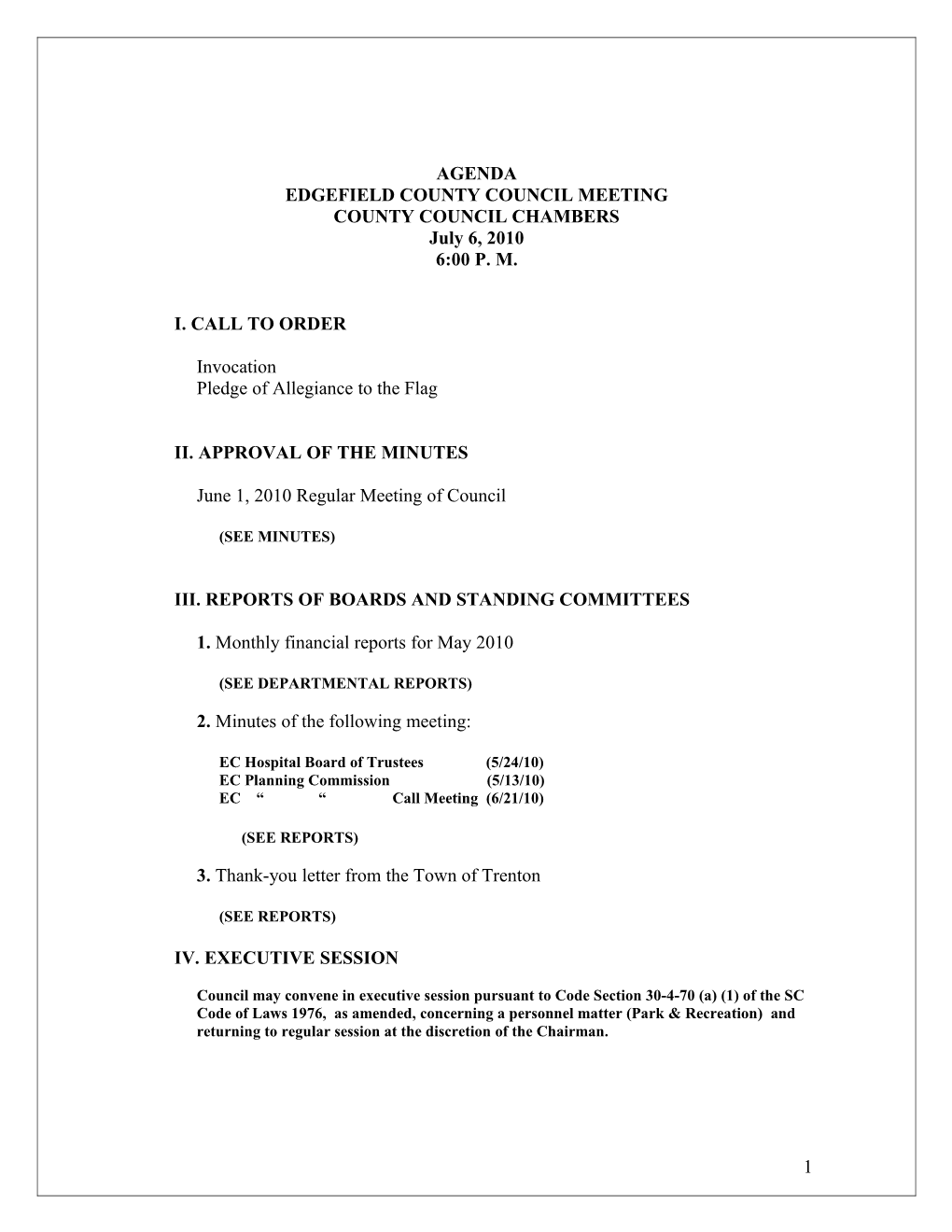 Edgefieldcounty Council Meeting