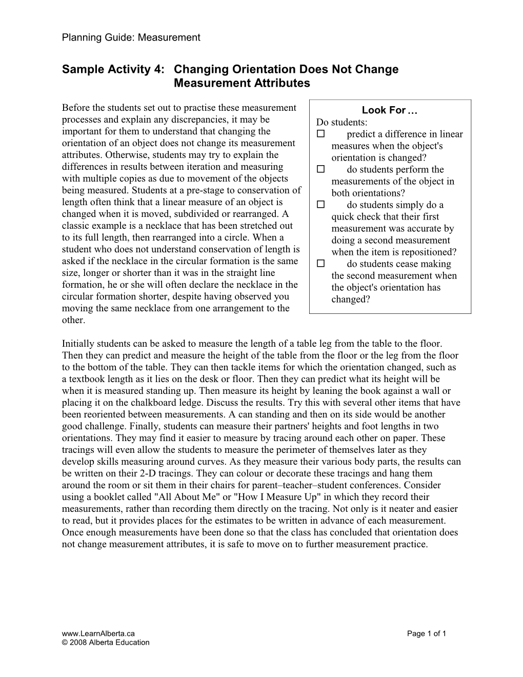 Sample Activity 4: Changing Orientation Does Not Change Measurement Attributes