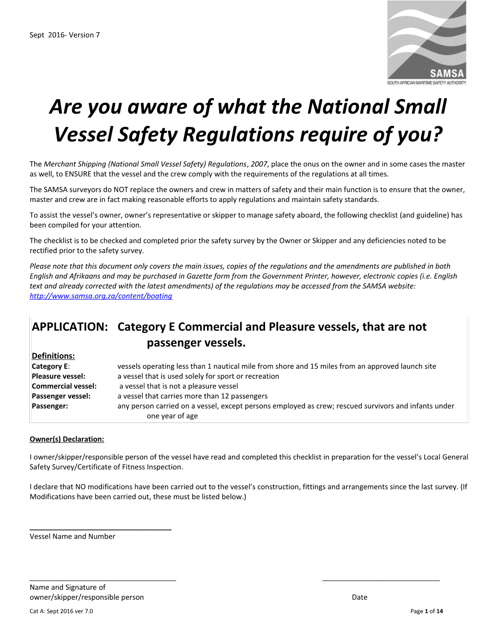 Are You Aware of What the Nationalsmall Vessel Safety Regulations Require of You?