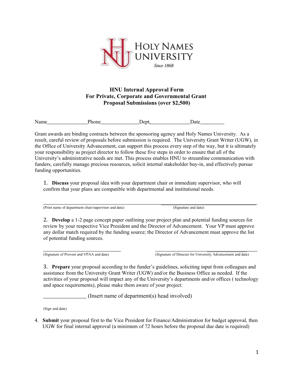 HNU Internal Approval Form