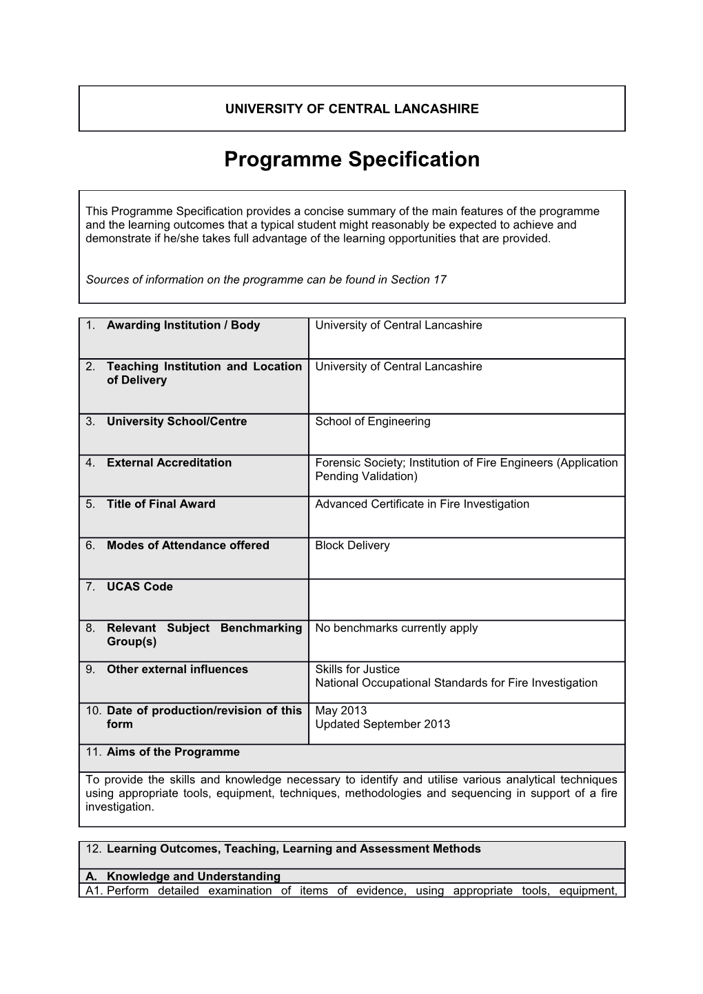 Adv Cert in Fire Investigation (Sept 2013)