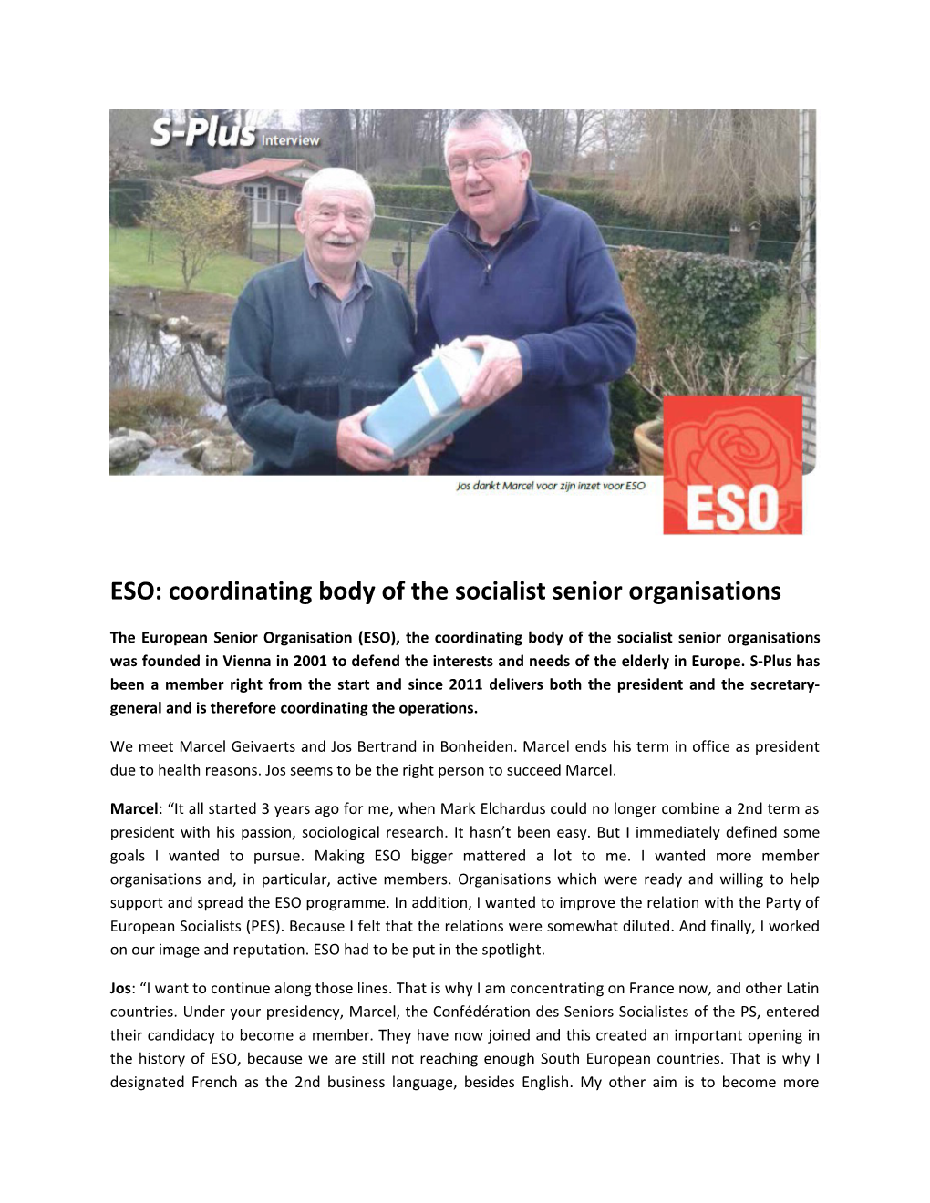 ESO: Coordinating Body of the Socialist Senior Organisations