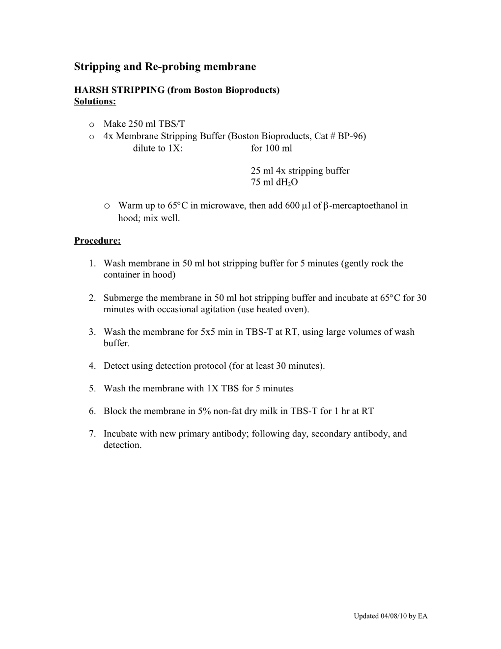 Stripping and Reprobing Membrane