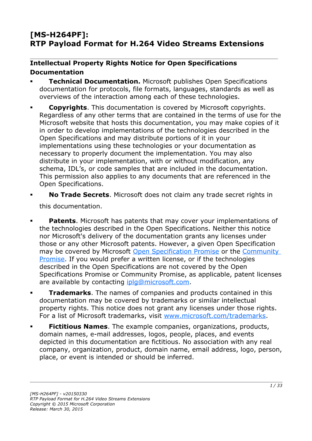 RTP Payload Format for H.264 Video Streams Extensions