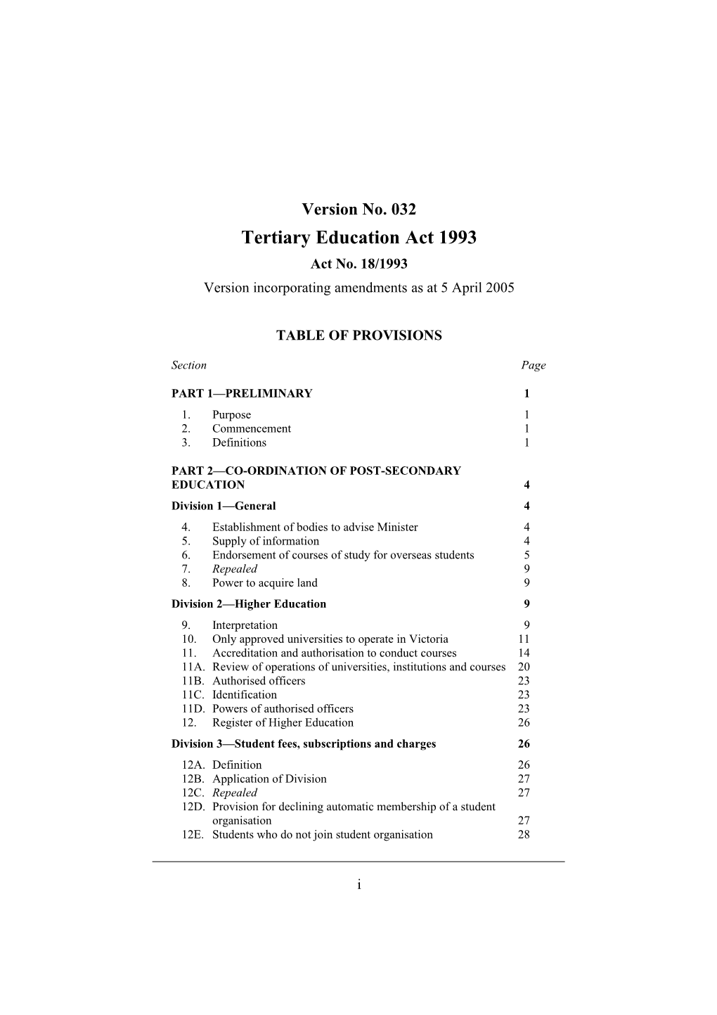 Tertiary Education Act 1993