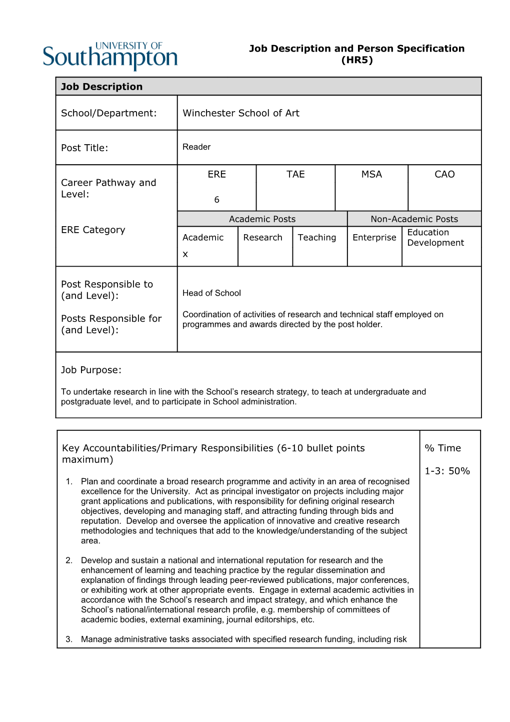 Plan and Coordinate a Broad Research Programme and Activity in an Area of Recognised Excellence