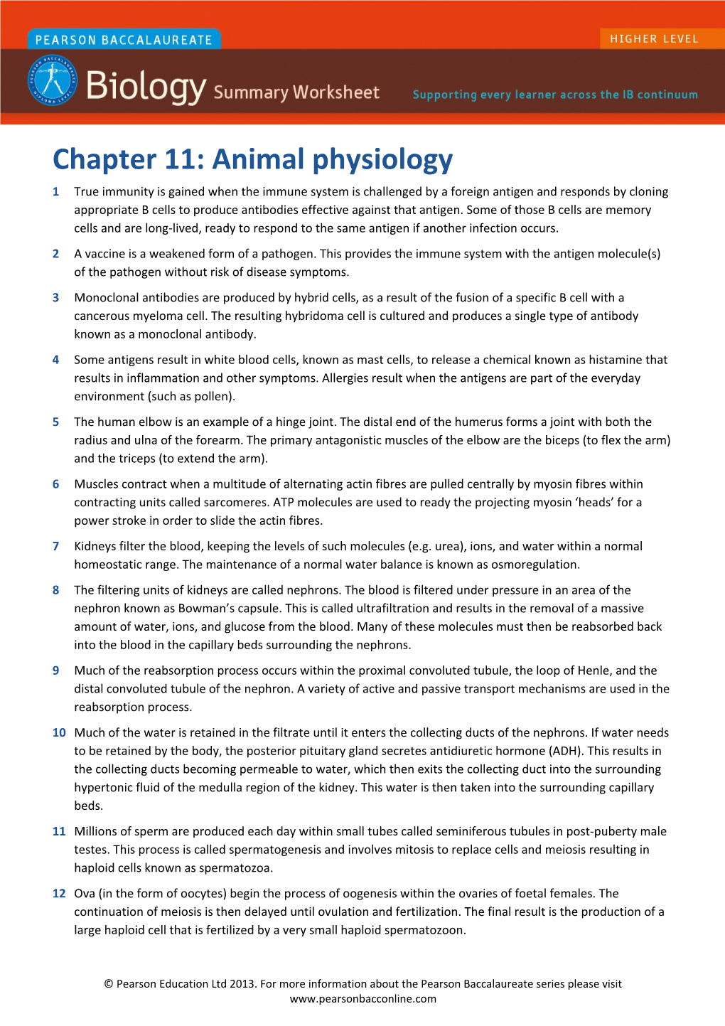 Chapter 11: Animal Physiology