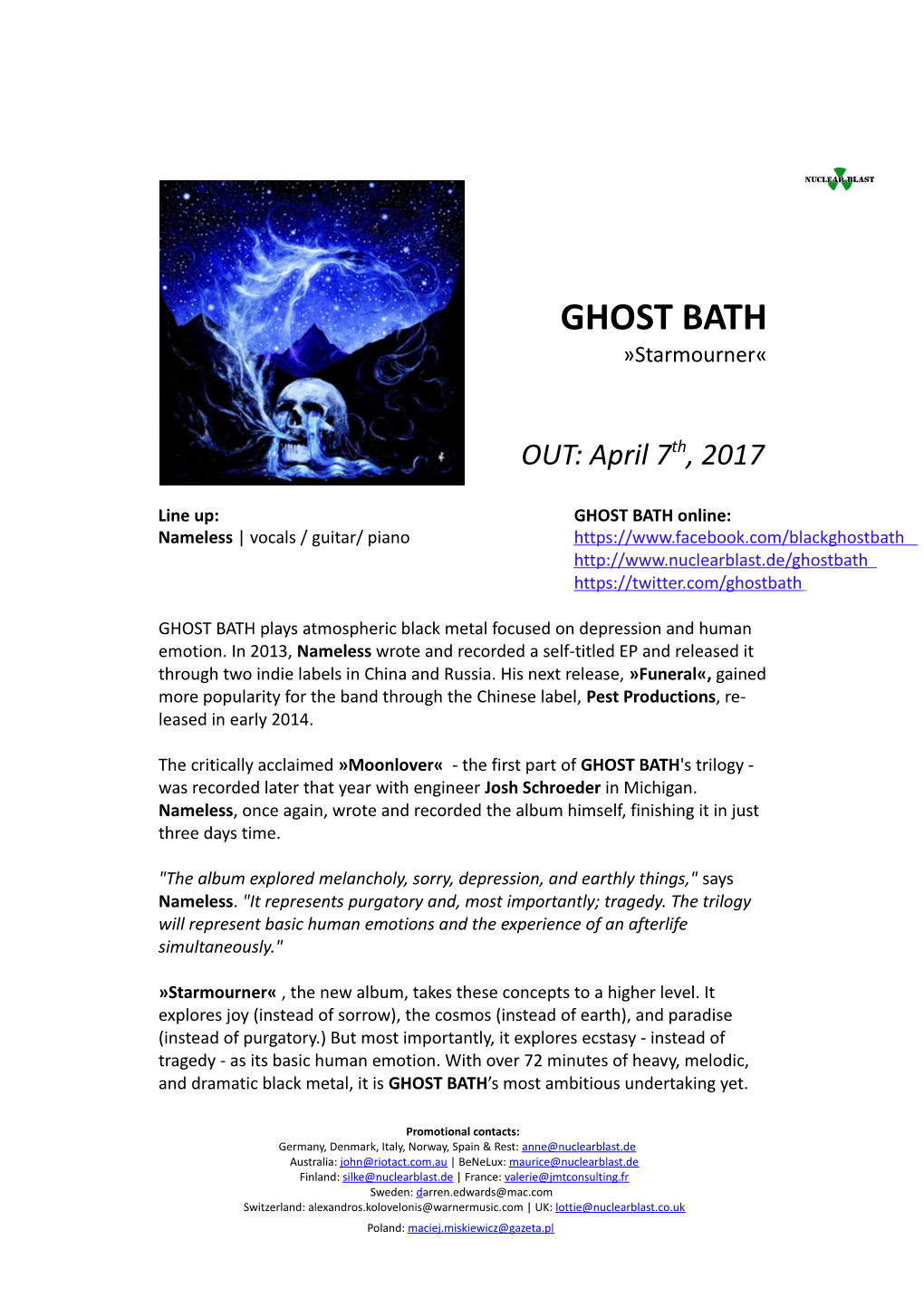 GHOST BATH Plays Atmospheric Black Metal Focused on Depression and Human Emotion. in 2013