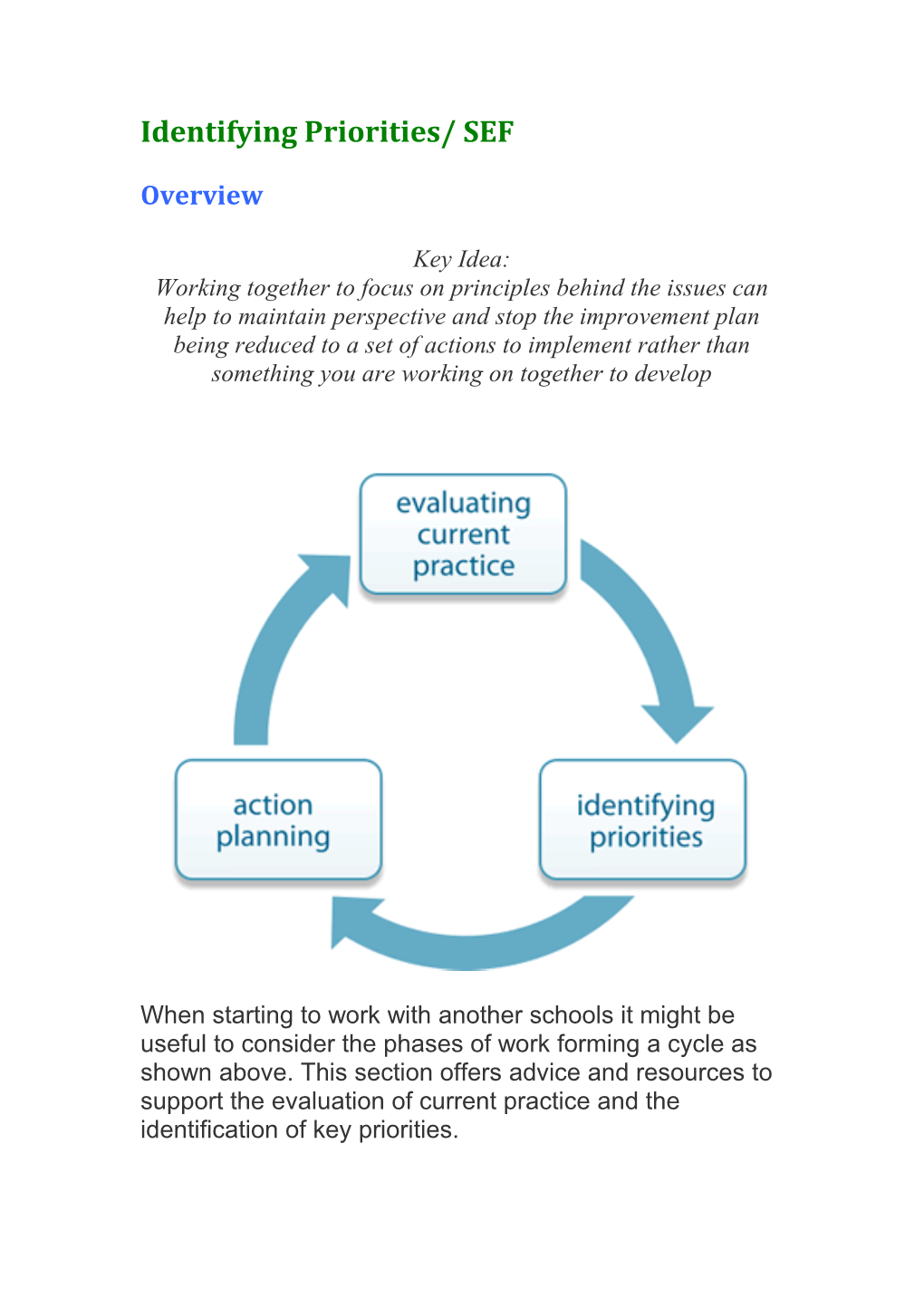 Identifying Priorities/ SEF