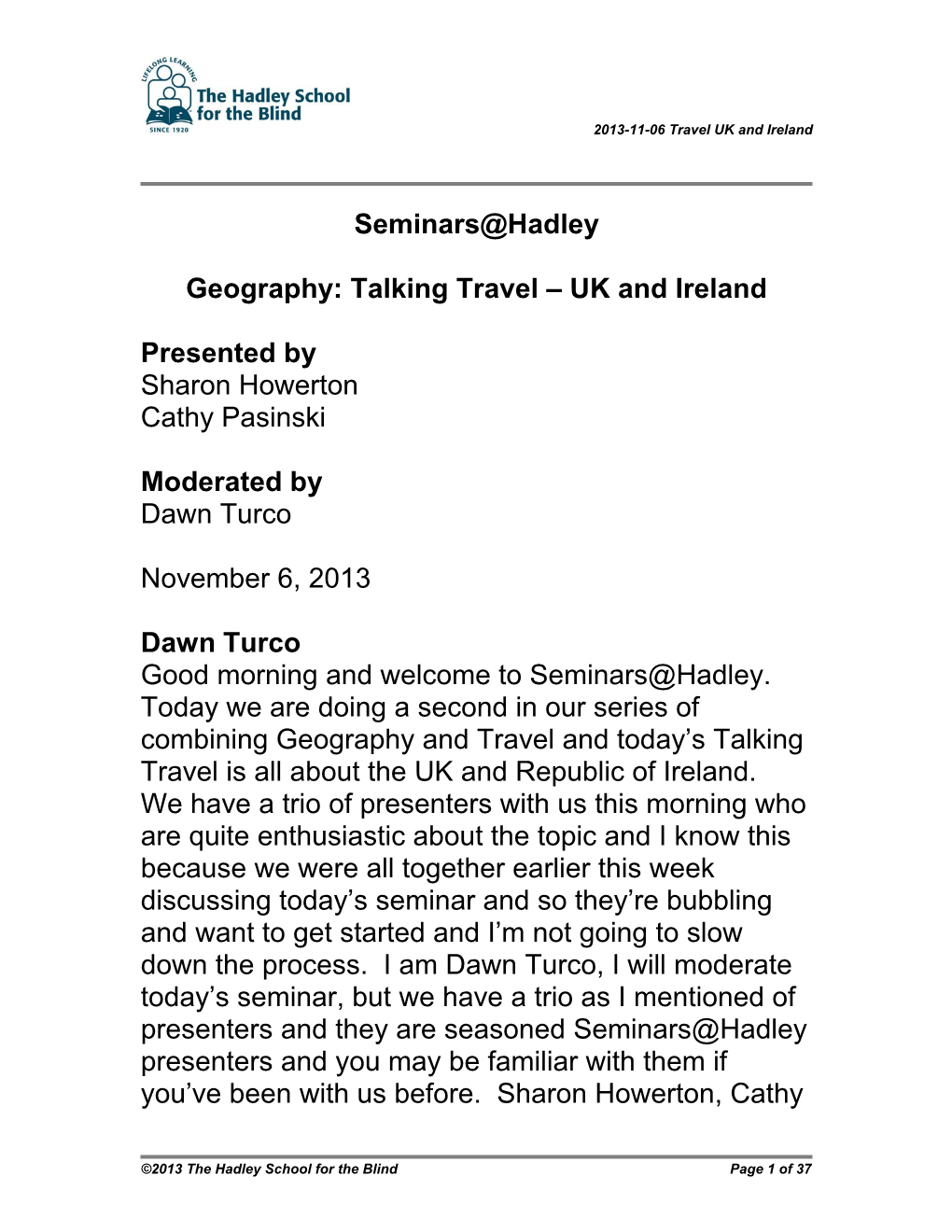 2013-10-06 Travel UK and Ireland