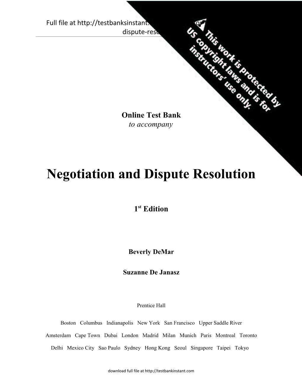 Full File at Test-Bank-For-Negotiation-And-Dispute-Resolution