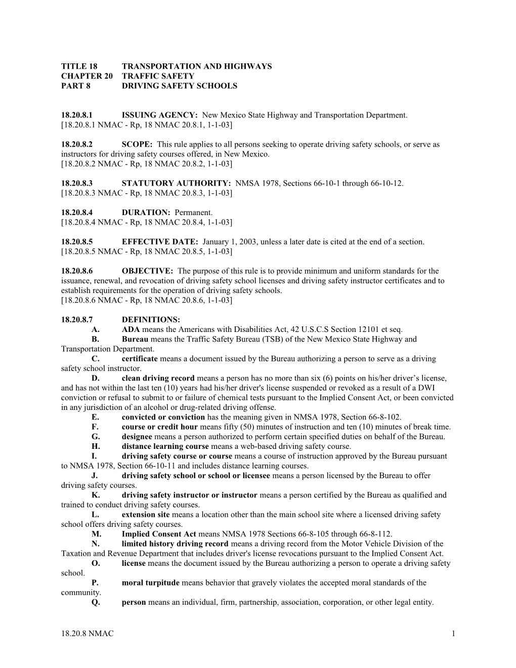 Title 18 Transportation and Highways