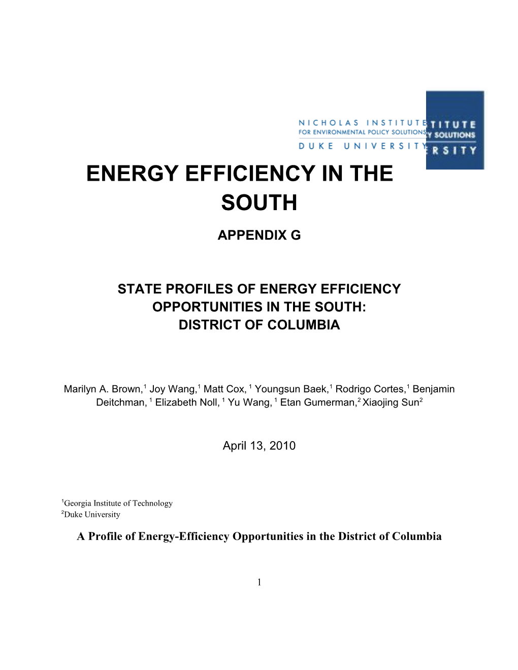 Energy Efficiency in the South