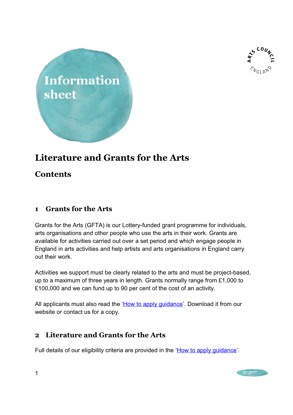 Literature and Grants for the Arts