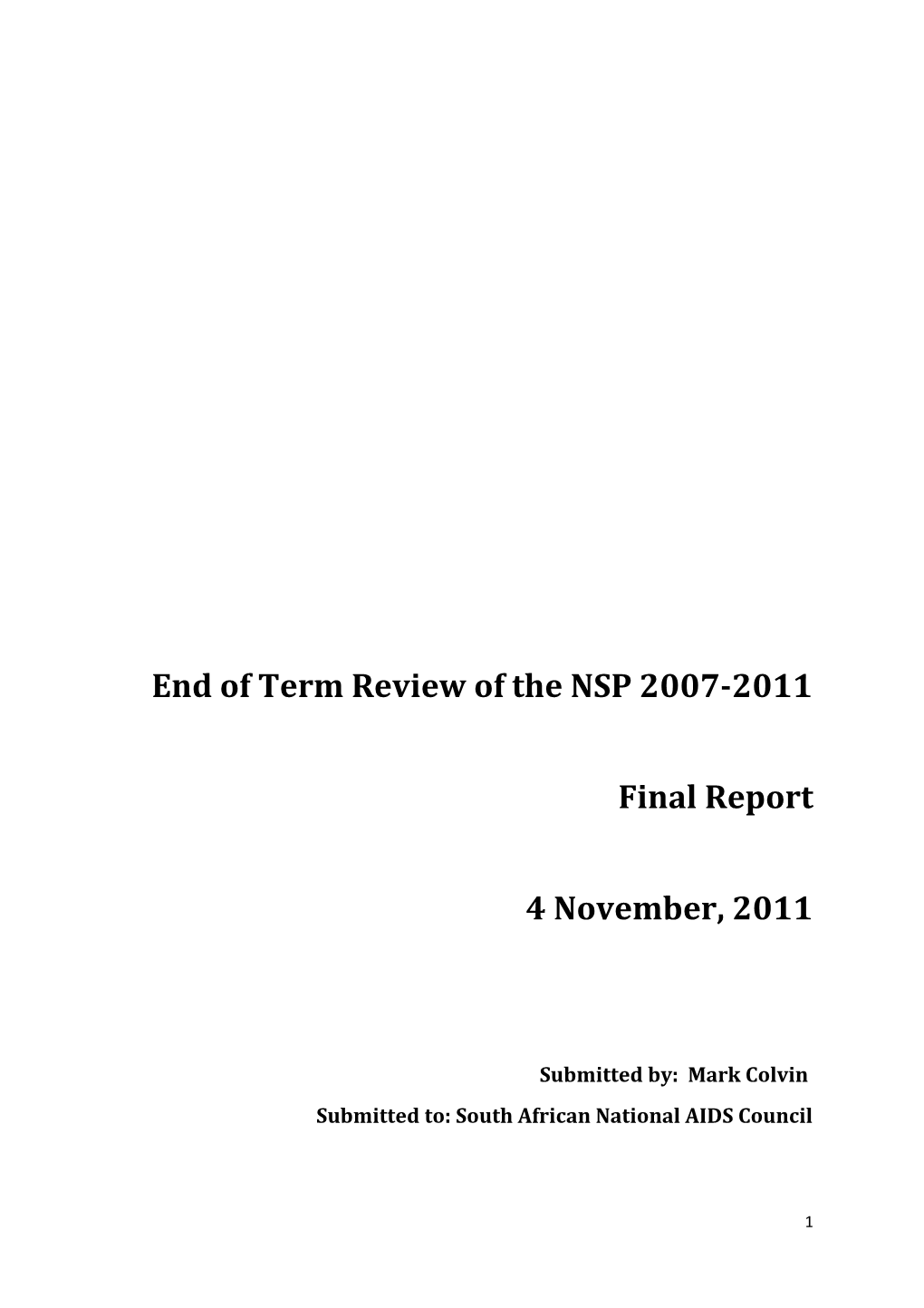 Chapter 4: Progress of the NSP 2007-2011