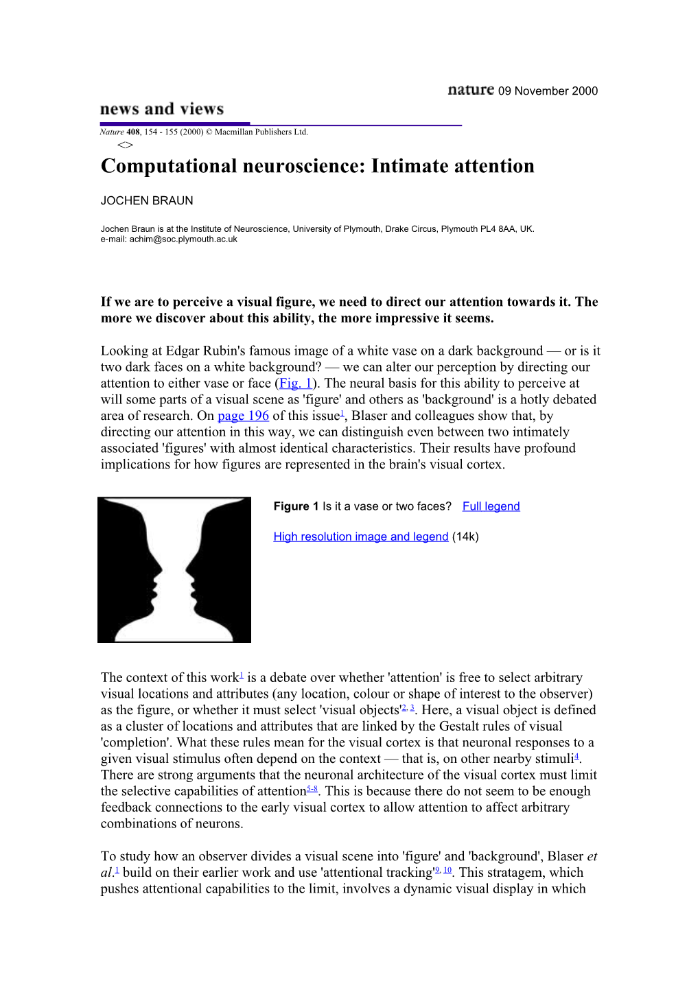 Computational Neuroscience: Intimate Attention