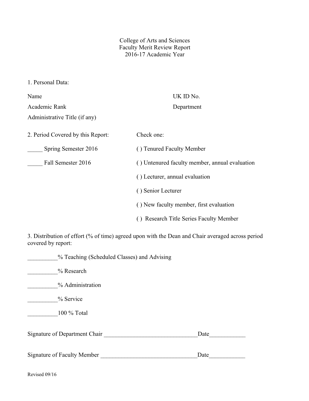 Faculty Evaluation Help Sheet Department of Chemistry