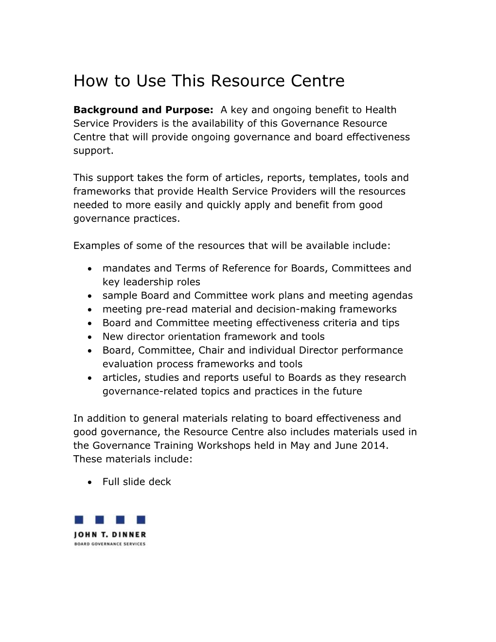 How to Use This Resource Centre