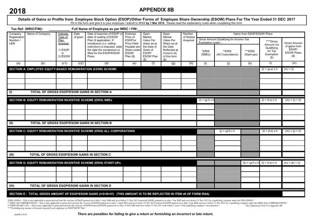 (Iii) Total of Gross Esop/Esow Gains in Section C