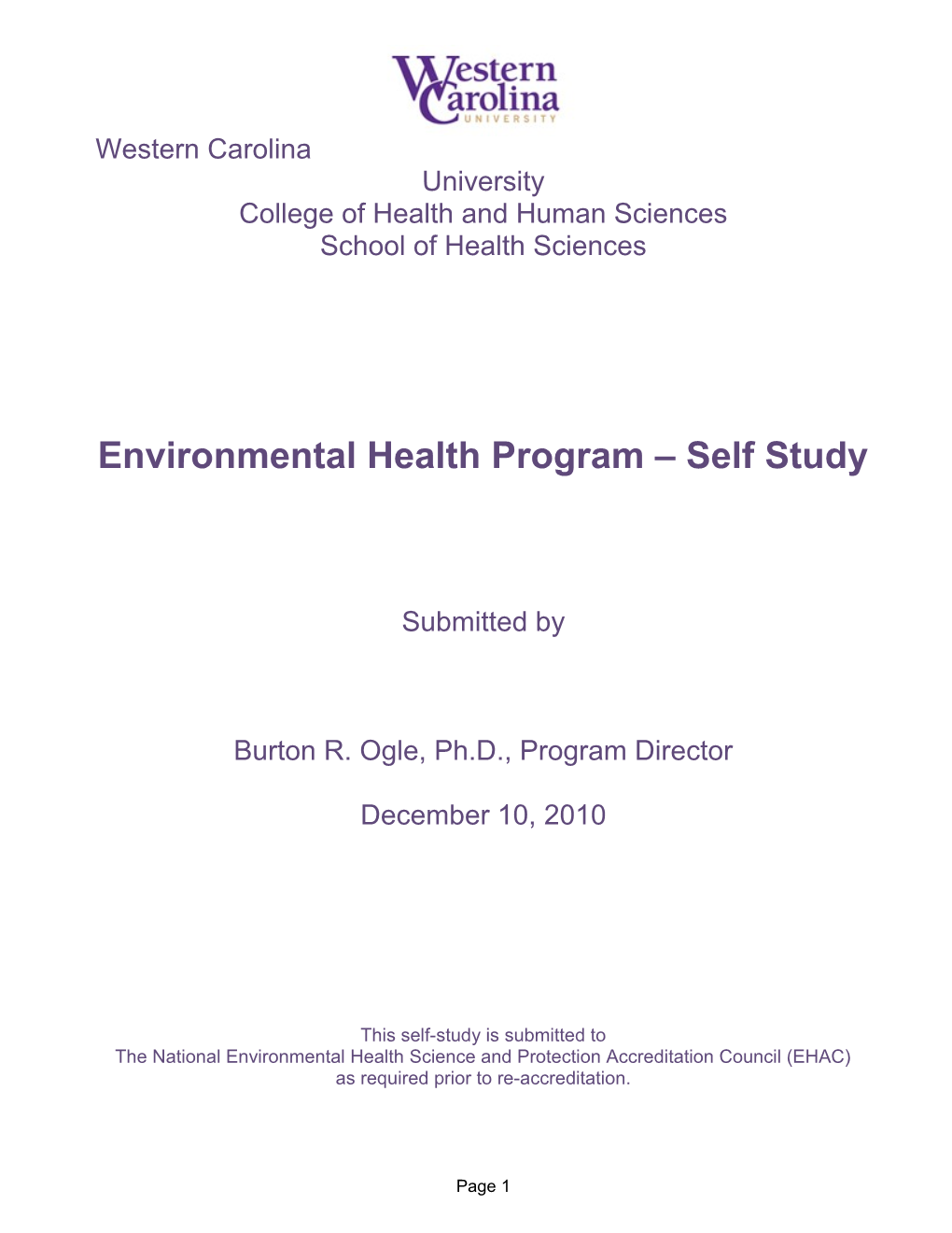 Environmental Health Program Self Study