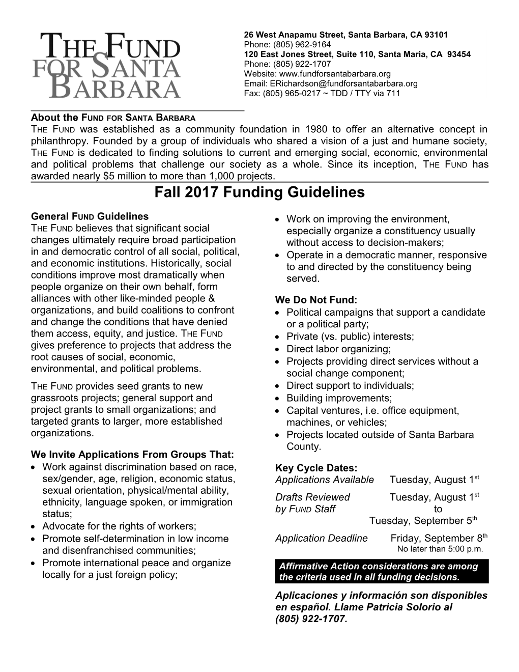 About the Fund for Santa Barbara