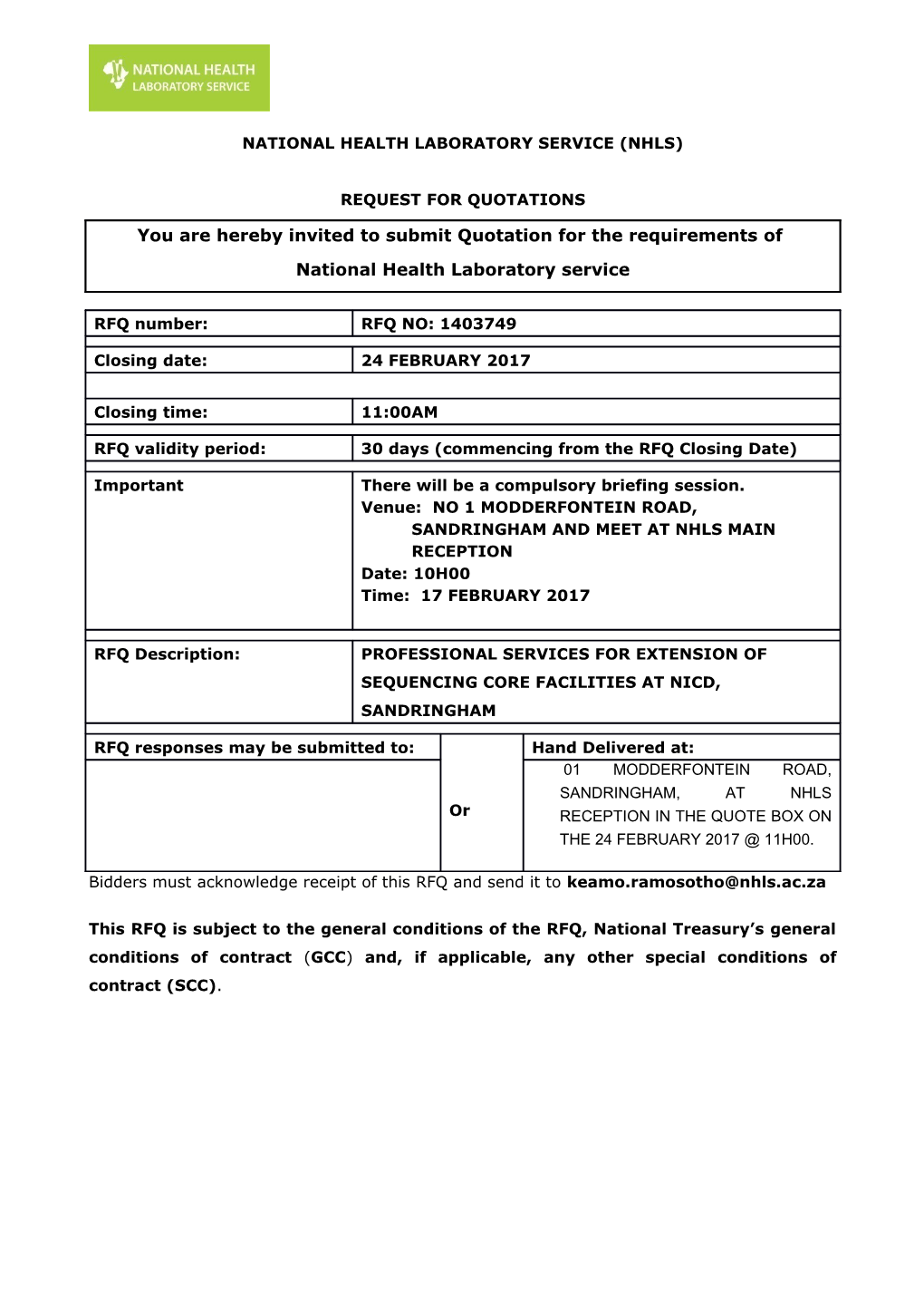 National Health Laboratory Service (Nhls) s3