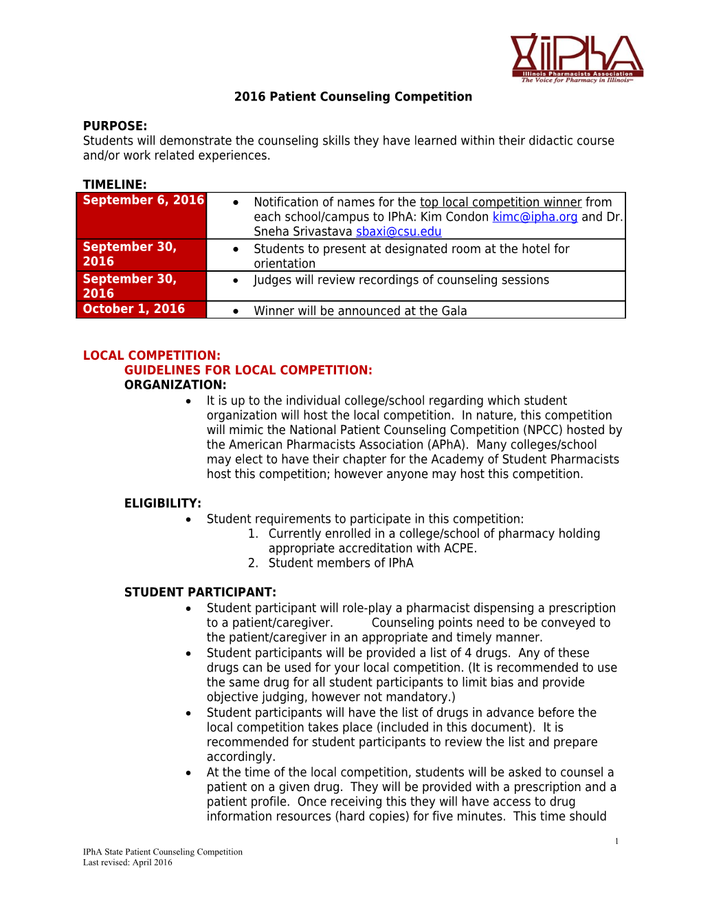 2016 Patient Counseling Competition