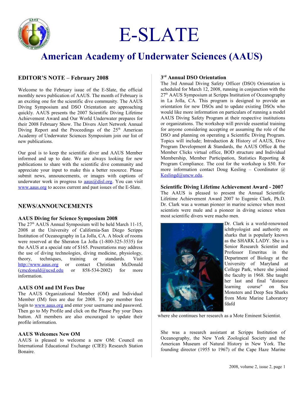 Americanacademy of Underwater Sciences (AAUS)