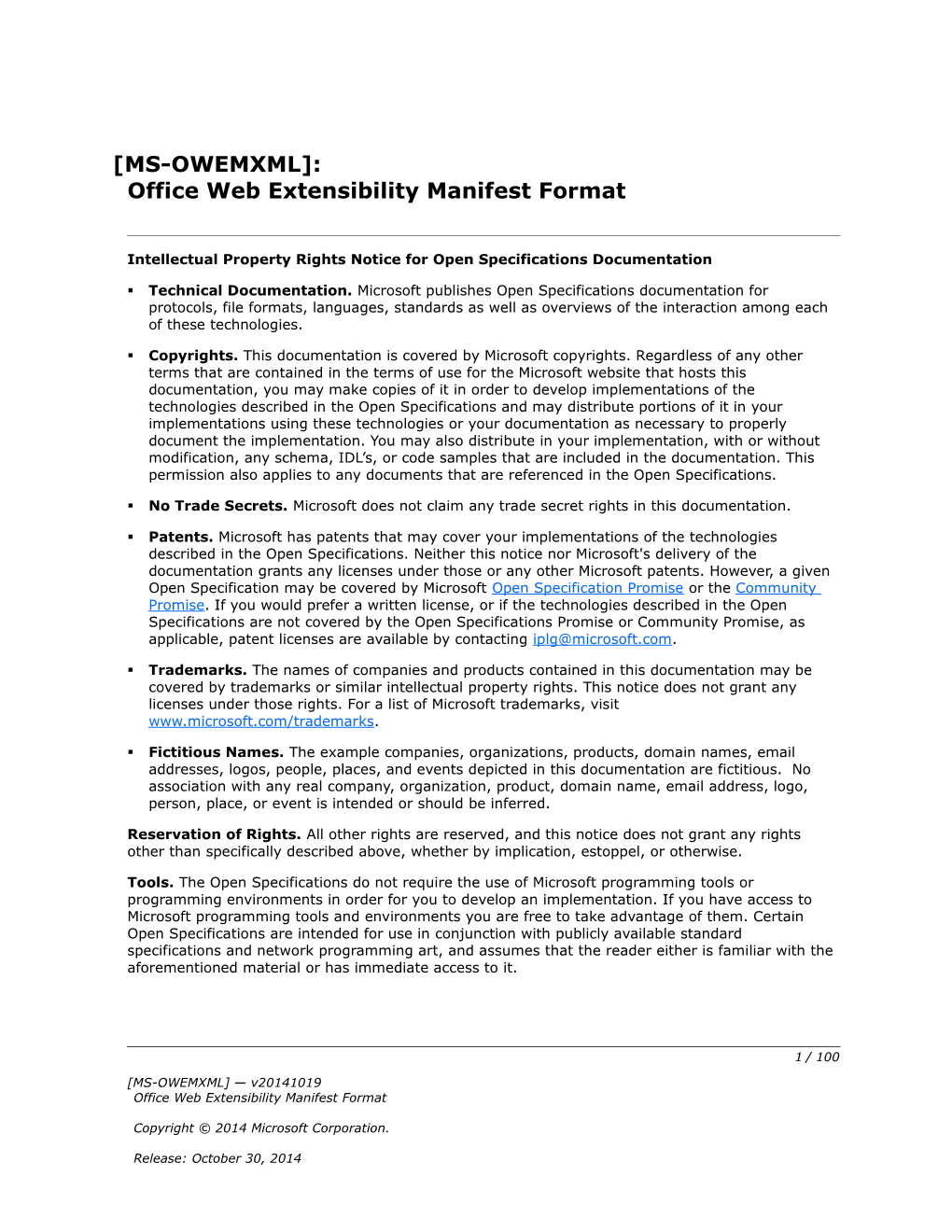 Intellectual Property Rights Notice for Open Specifications Documentation s17