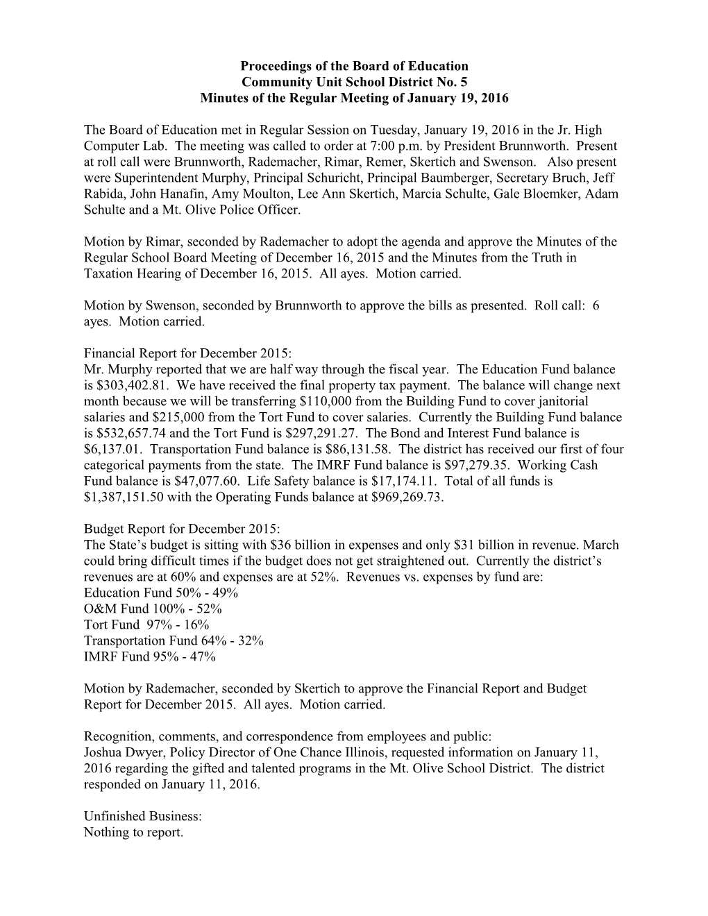 Proceedings of the Board of Education s2