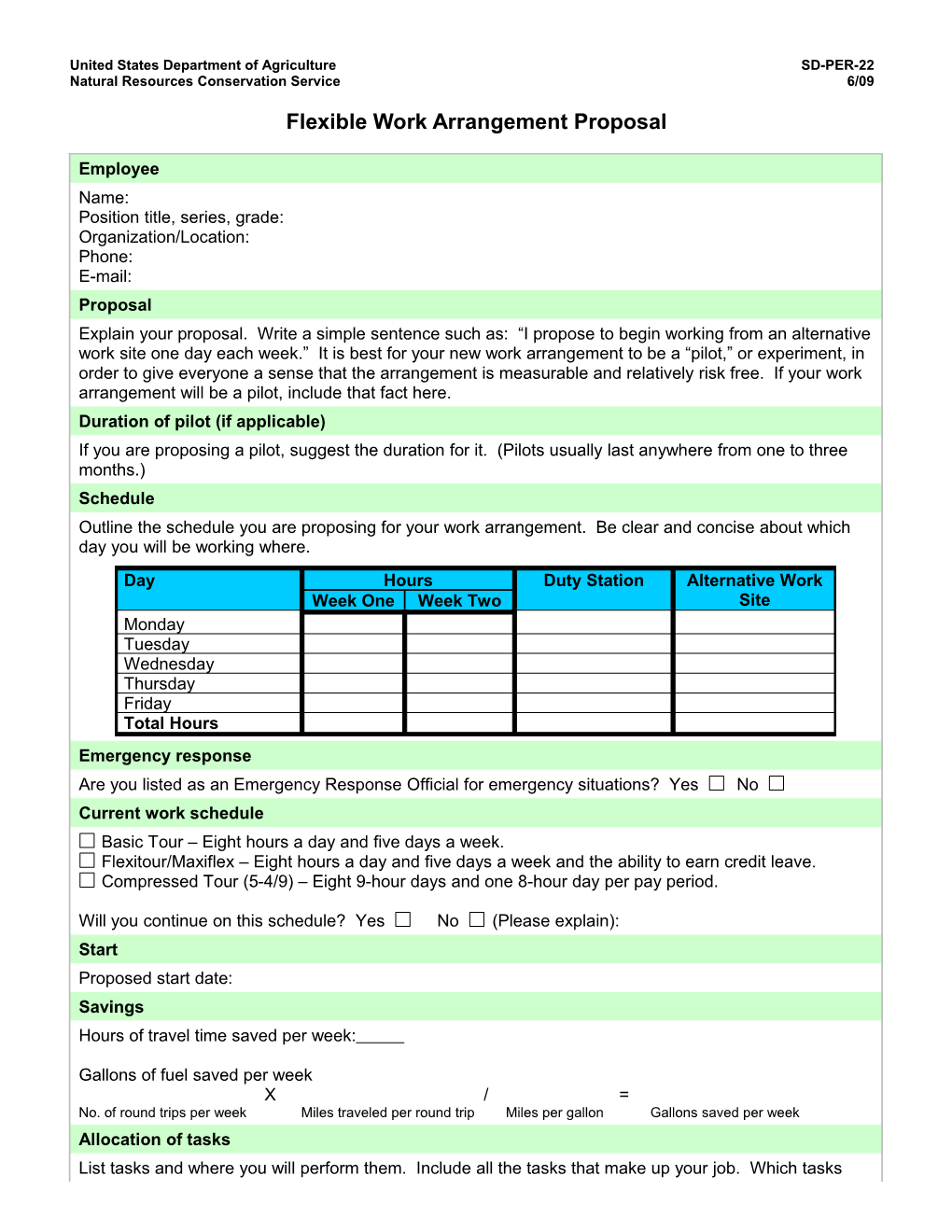 United States Department of Agriculture SD-PER-22