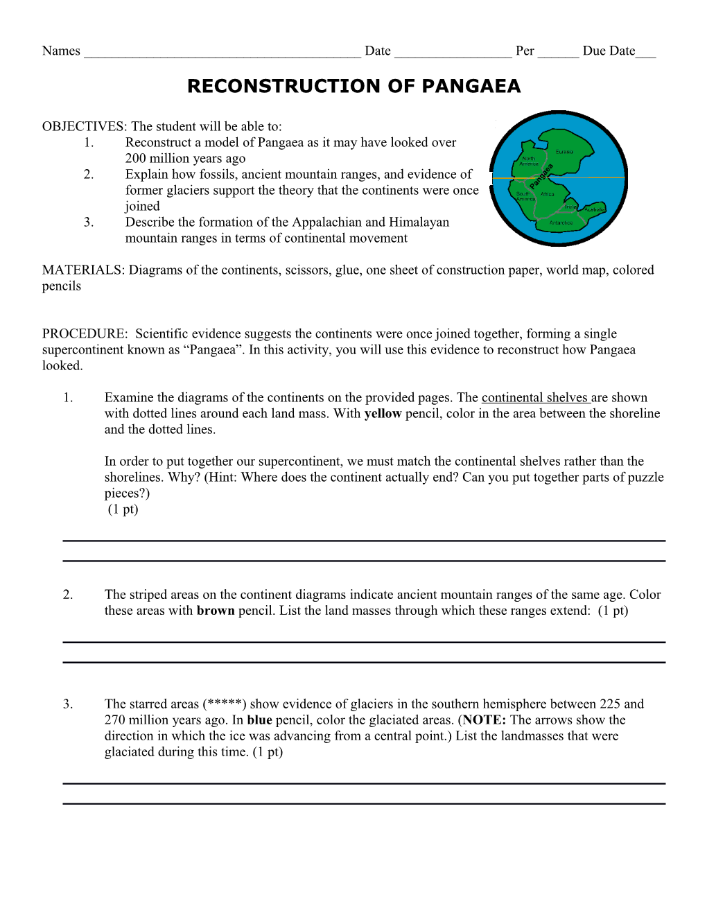 Reconstruction of Pangaea