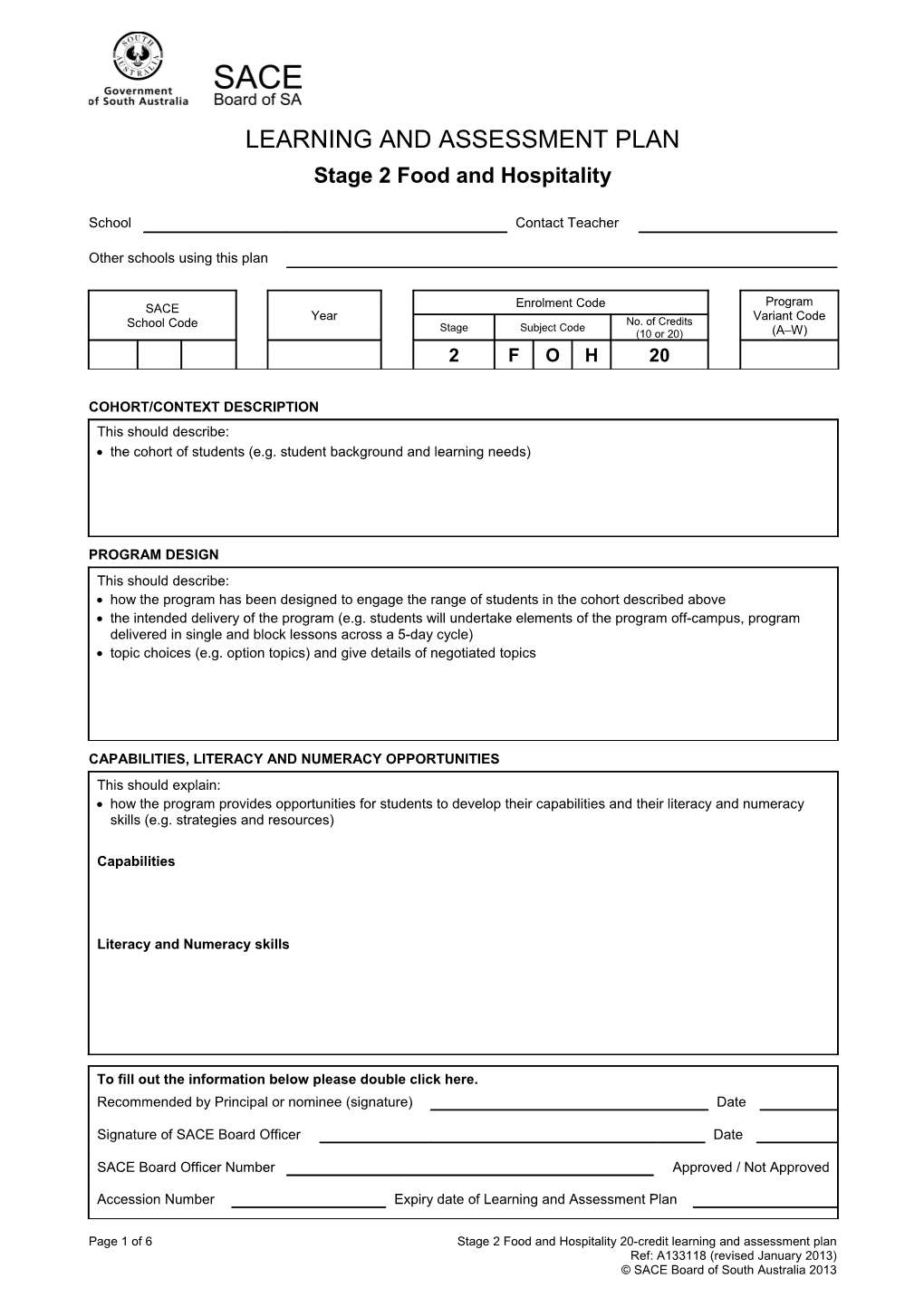 Learning and Assessment Plan