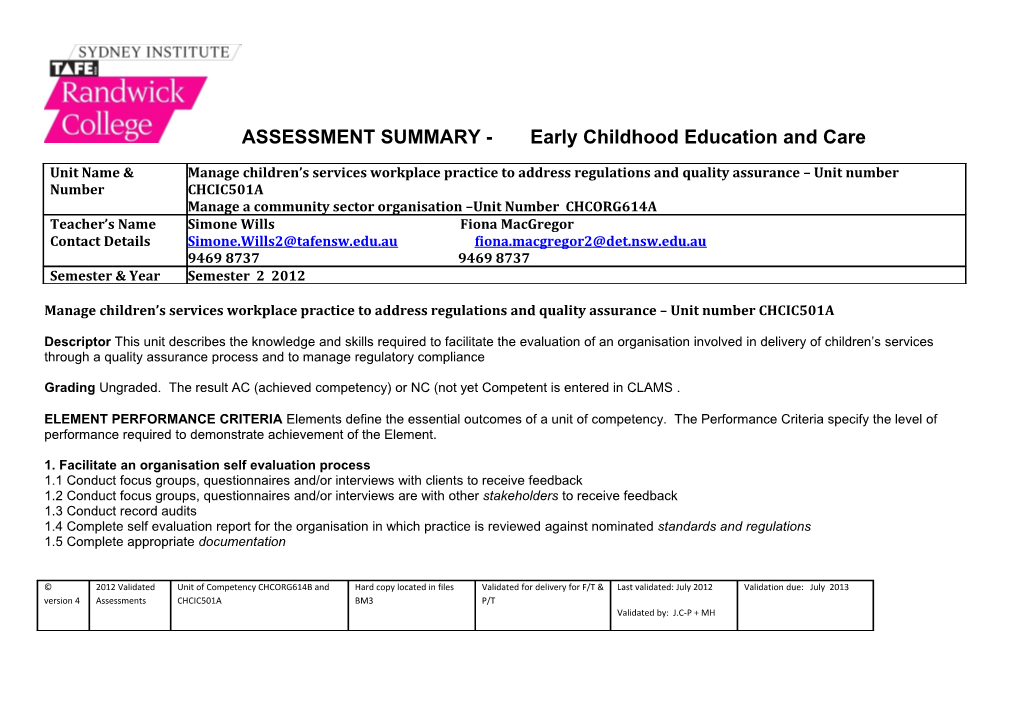 Manage Children S Services Workplace Practice to Address Regulations and Quality Assurance