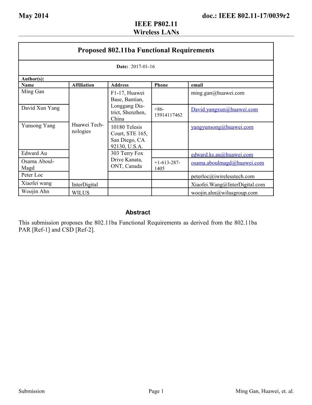 Proposed 802.11Ax Functional Requirements