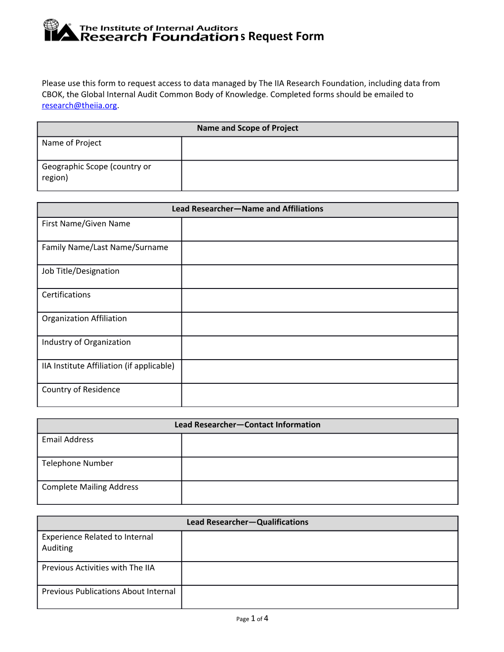 Data Access Request Form