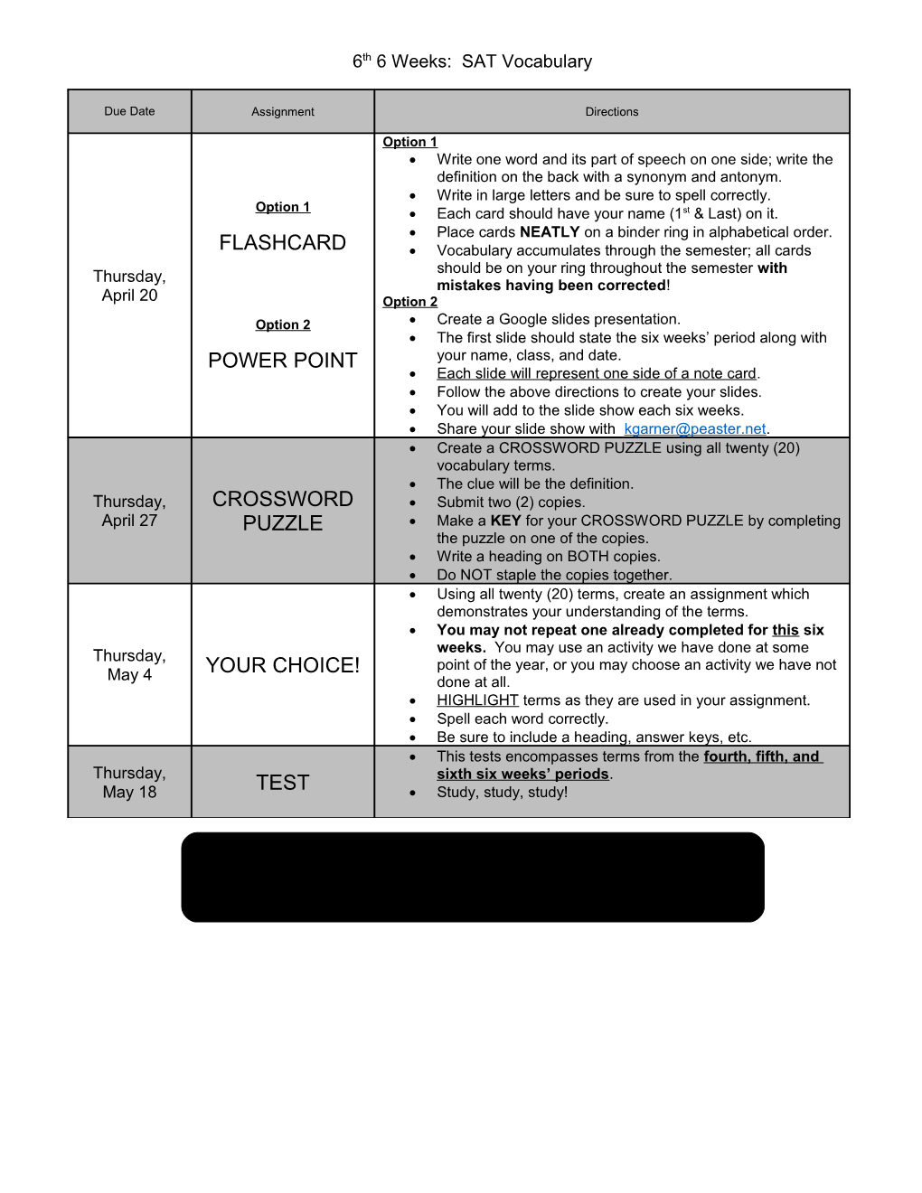 6Th 6 Weeks: SAT Vocabulary