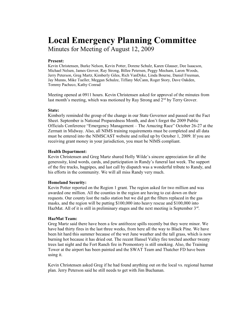 Local Emergency Planning Committee