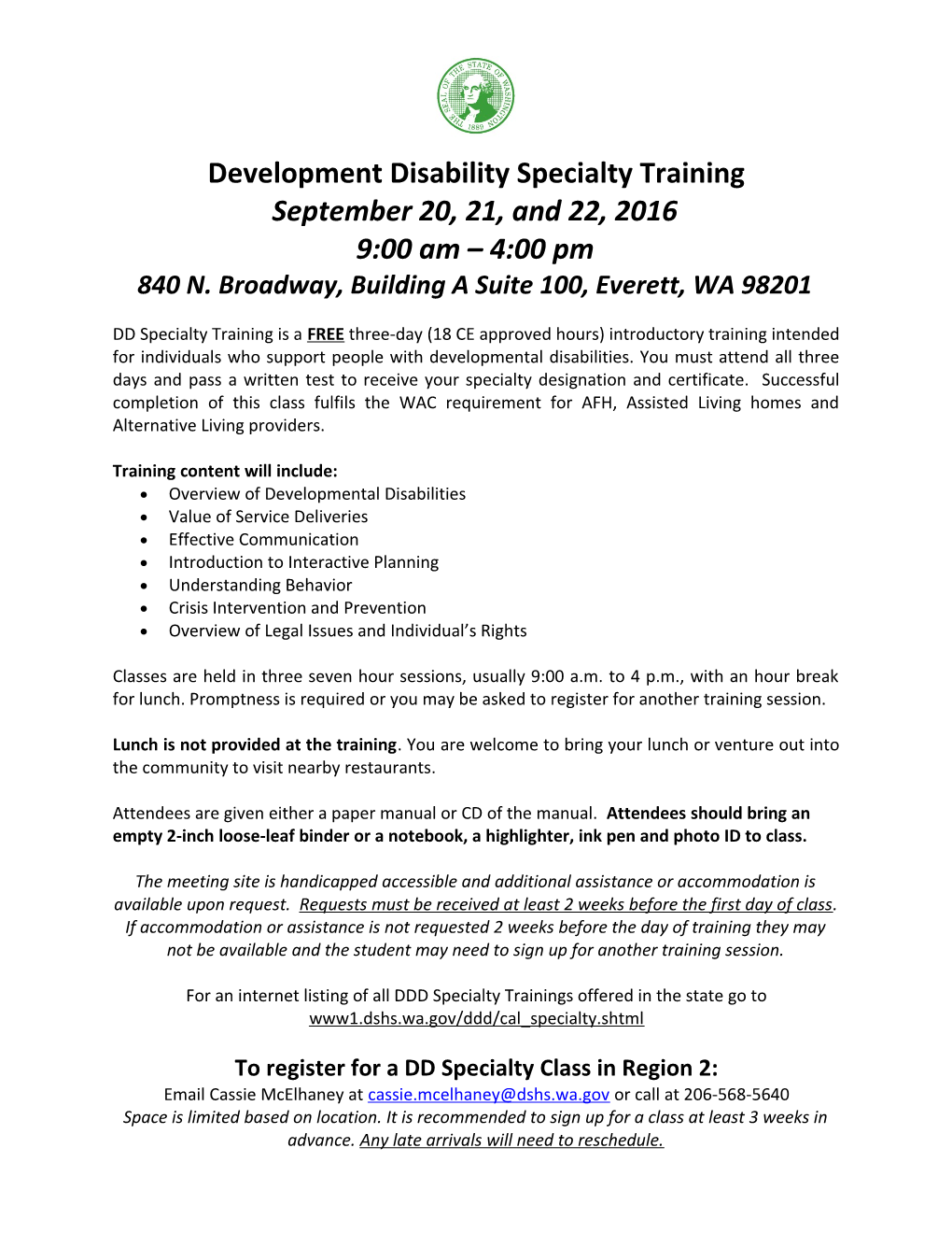 Development Disability Specialty Training