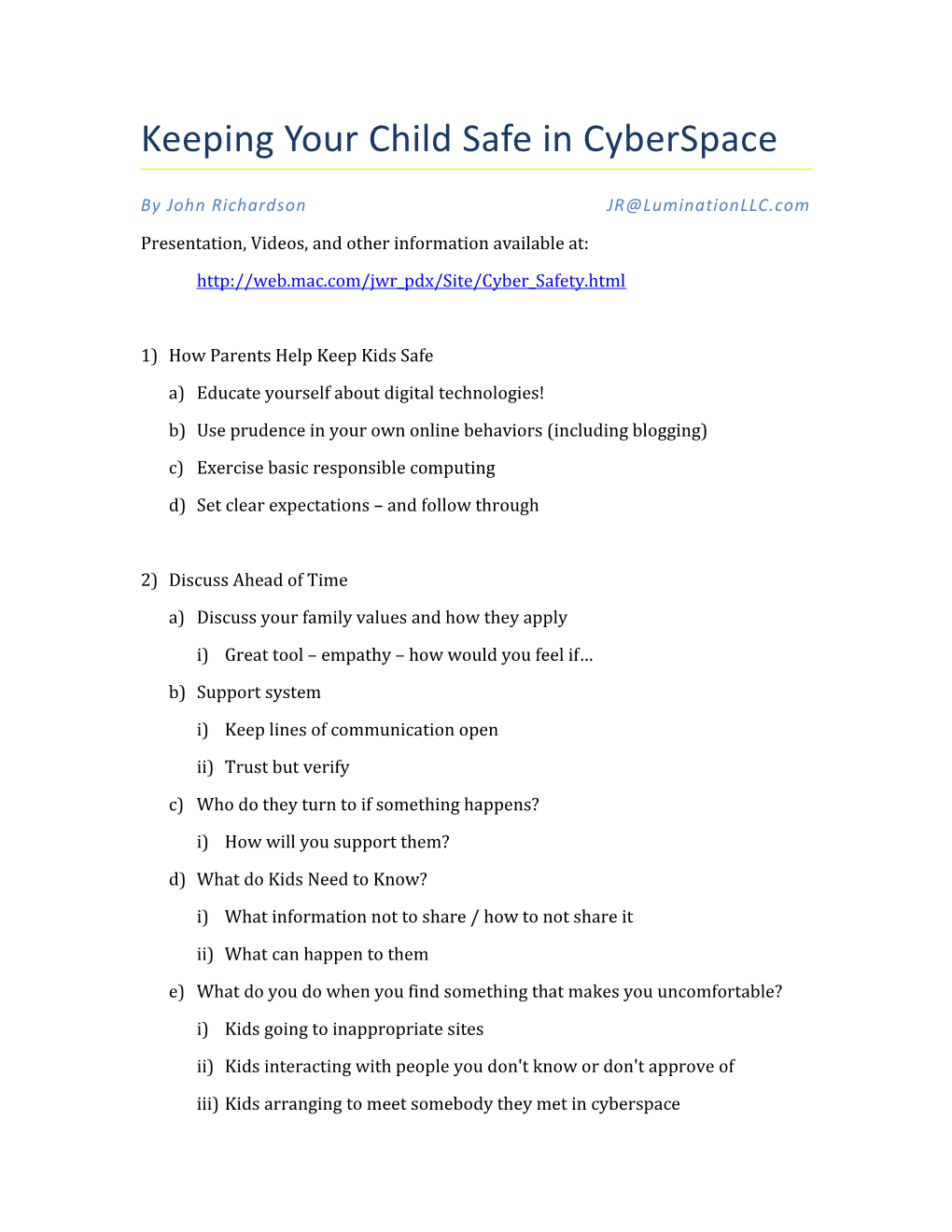 Keeping Your Child Safe in Cyberspace
